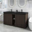 Meuble-lavabo double 60 po en chêne fumé avec lavabo noir-604458796