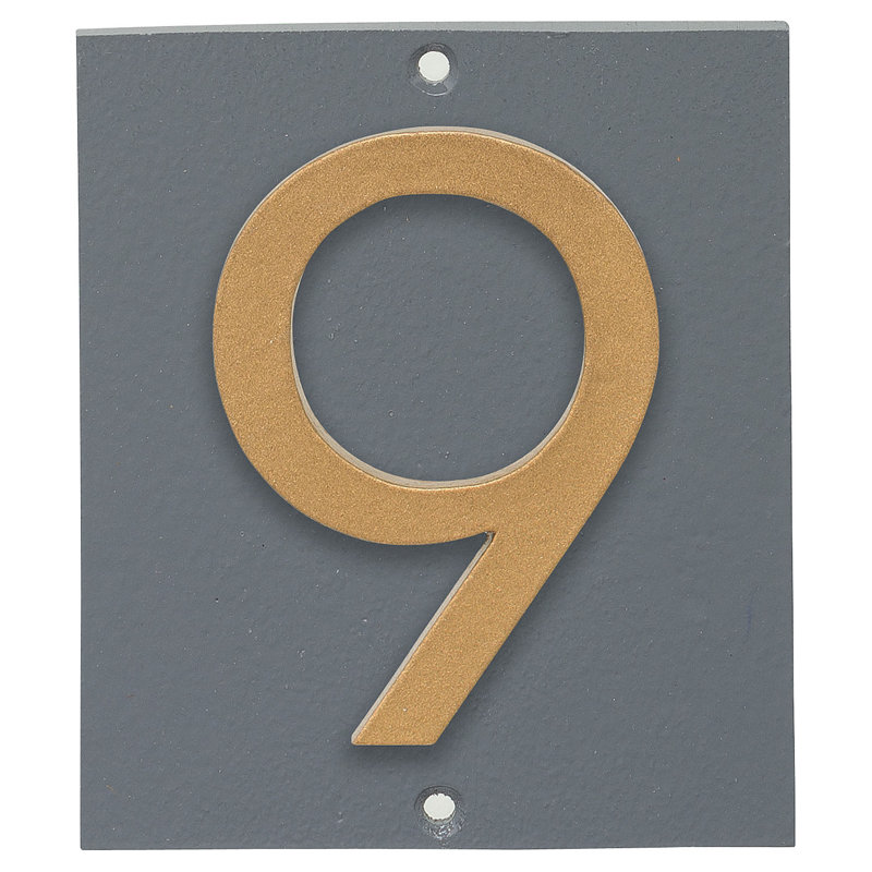 Plaque d'adresse verticale à 1 ligne flottante, Gris/doré, Oui