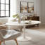 Table de salle à manger blanche extensible ronde (39,4 po à 55,1 po), mécanisme lisse, 4 à 6 sièges, peu encombrante