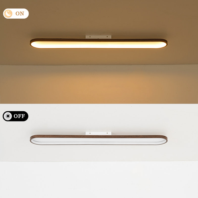 Walnut-Tone Oblong Dimmable LED Semi-Flush Mount