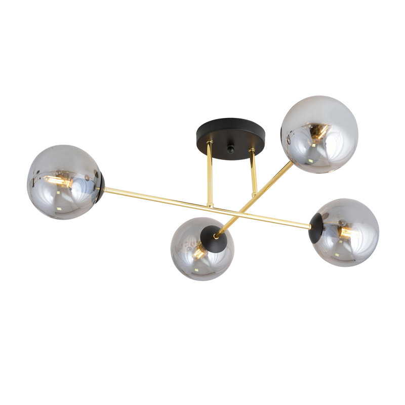 Wisby 4 - Light Dome Chandelier, Grey, Black