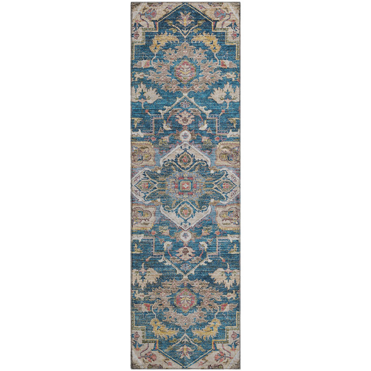 Premium Machine Washable Prisco Blue Rug