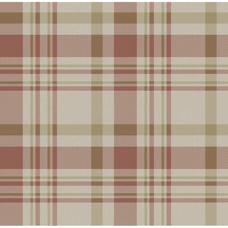 Laughlin Check Plaid Design 10.05M X 53Cm Matte Wallpaper Roll, Red