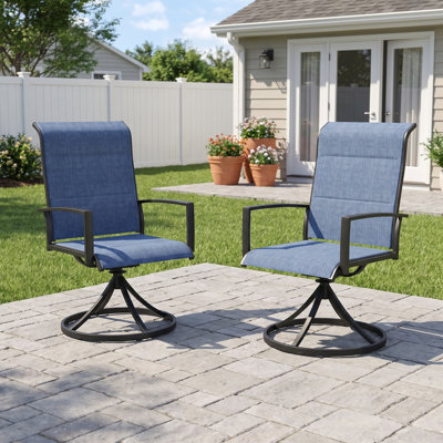 360°Swivel Padded Textilene Patio Chair
