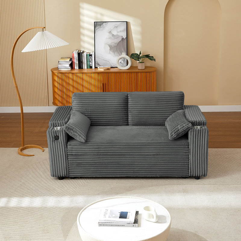 Canapé-lit en tissu gris foncé, Gris foncé