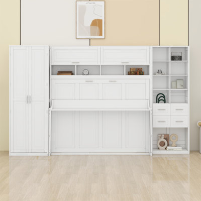 Murphy Bed Wall Bed With Closet , Drawers And Shelves