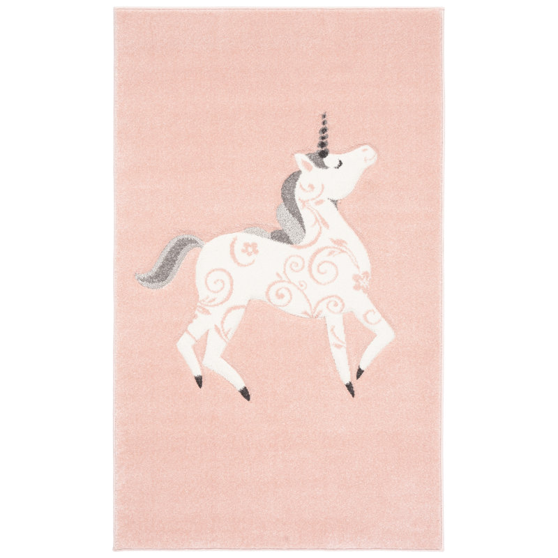 Pink/Ivory Area Rug, Rectangle 4' x 6'