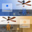 52 Inch Indoor Ceiling Fan With 3 Colour Dimmable 5 Abs Blades Remote Control Reversible Dc Motor Black With Led Light