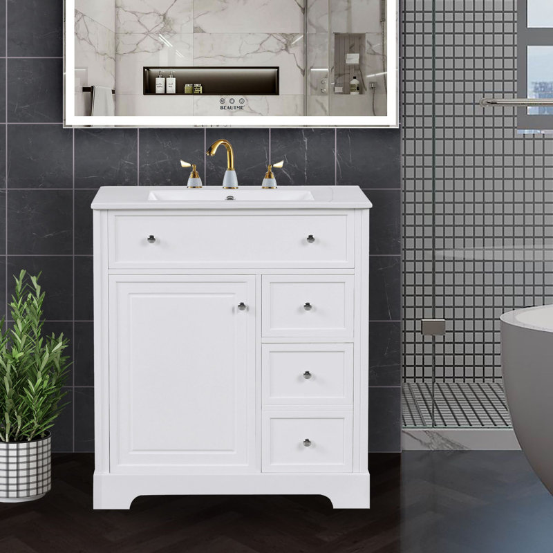 Meuble-lavabo simple 30 po avec comptoir en céramique Rollon