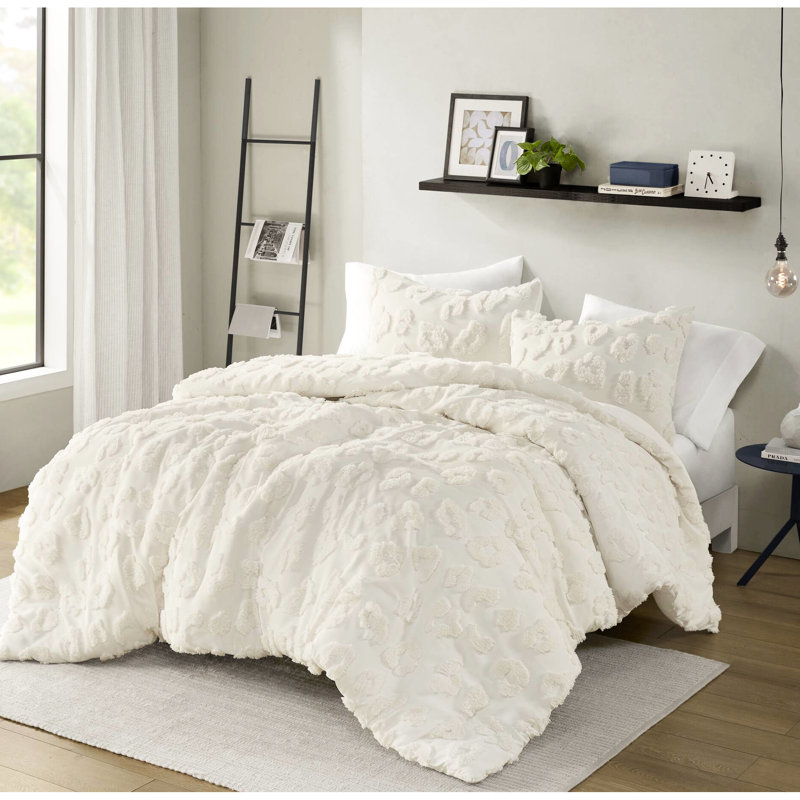 Housse de couette en chenille double / grand - animal, 2 taies décoratives, motif en microfibre à revers doux, standard