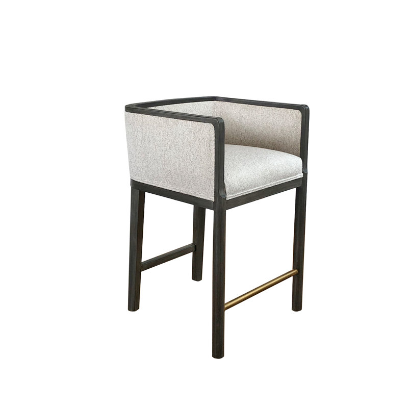 Upholstered Counter Stool with Solid Wood Frame