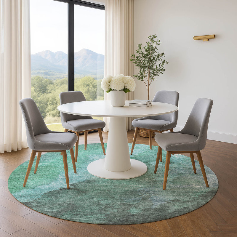 Premium Machine Washable Mundell Abstract Rug, Round 8'
