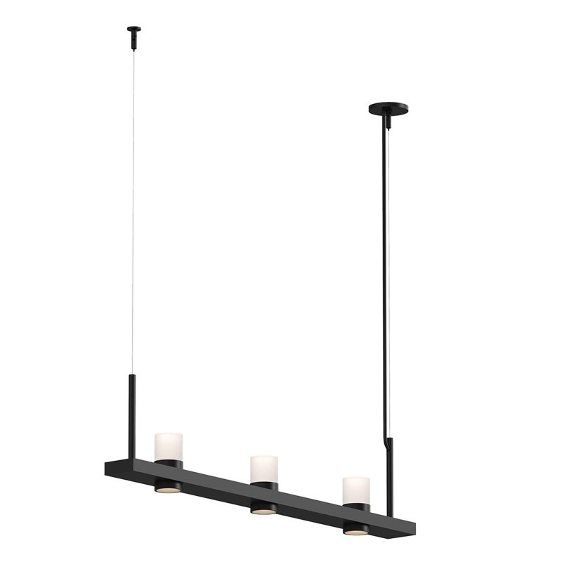 Intervals® 6 - Light LED Pendant, 11.5" H x 48.25" W x 4"D, Etched, Satin White