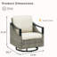 Ensemble de 2 chaises berçantes d'extérieur pivotantes et berçantes en osier gris avec coussins beiges pour la véranda ou la cour