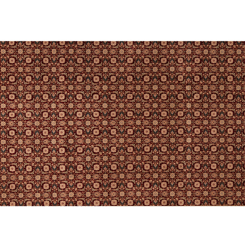 Tapis brun / bleu / rouge en laine noué à la main de conception unique 8 pi 9 po x 11 pi 9 po