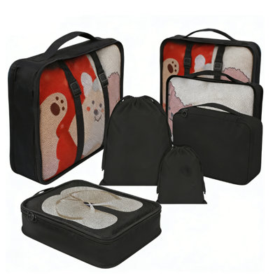 8 Set Packing Cubes for Travel Suitcase Organizer Bags Luggage Packing Cubes Set Travel Essentials Accessories（Black）