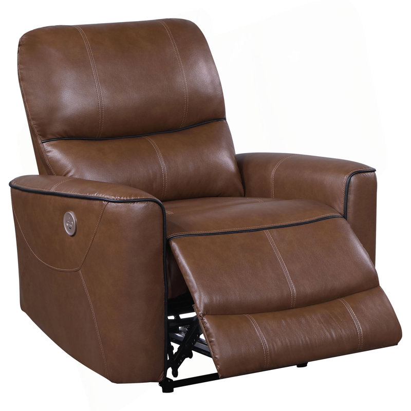 Saddle Brown Upholstered Power Recliner Chair