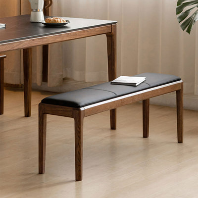 Banc rembourré en similicuir noir