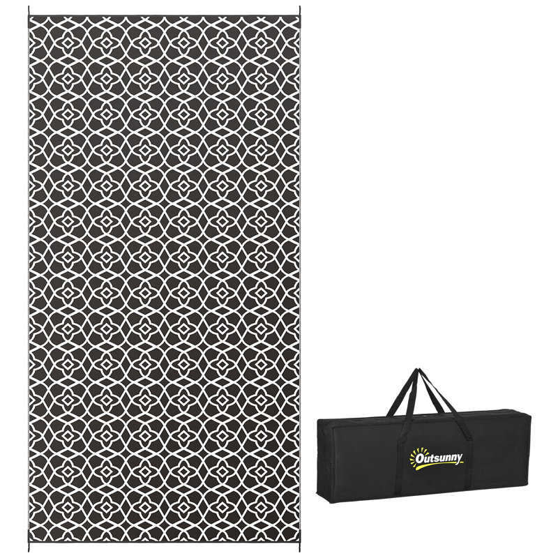 Outsunny Reversible Outdoor Rug, Waterproof Plastic Straw Floor Mat, Portable Rv Camping Carpet With Carry Bag, Large Floor Mat For Backyard, Deck, Picnic, Beach