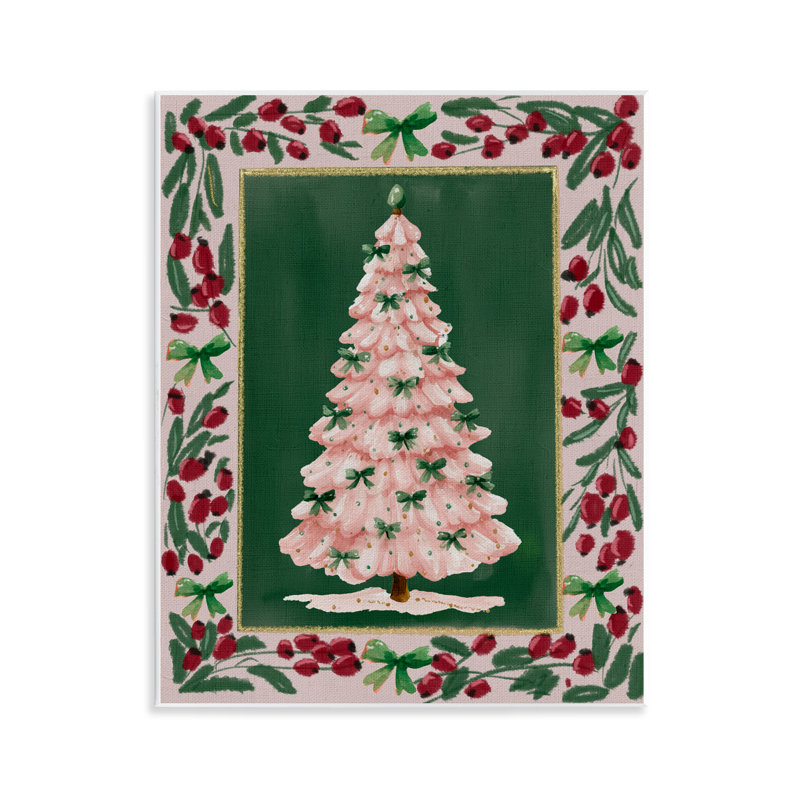 Plaque murale rose avec arbre de Noël rose, design par Yen