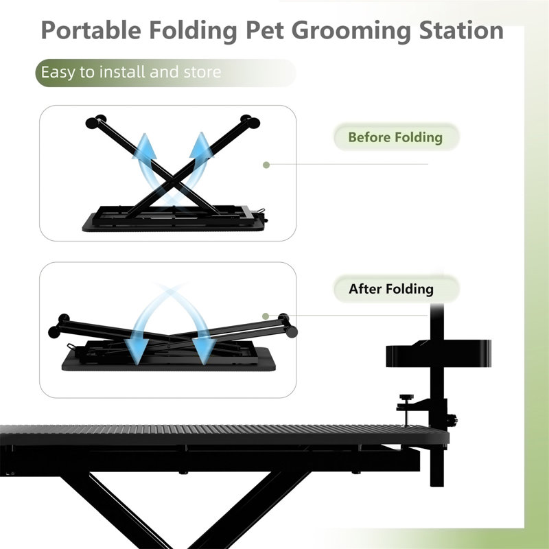 Table de toilettage pliable avec accoudoirs réglables