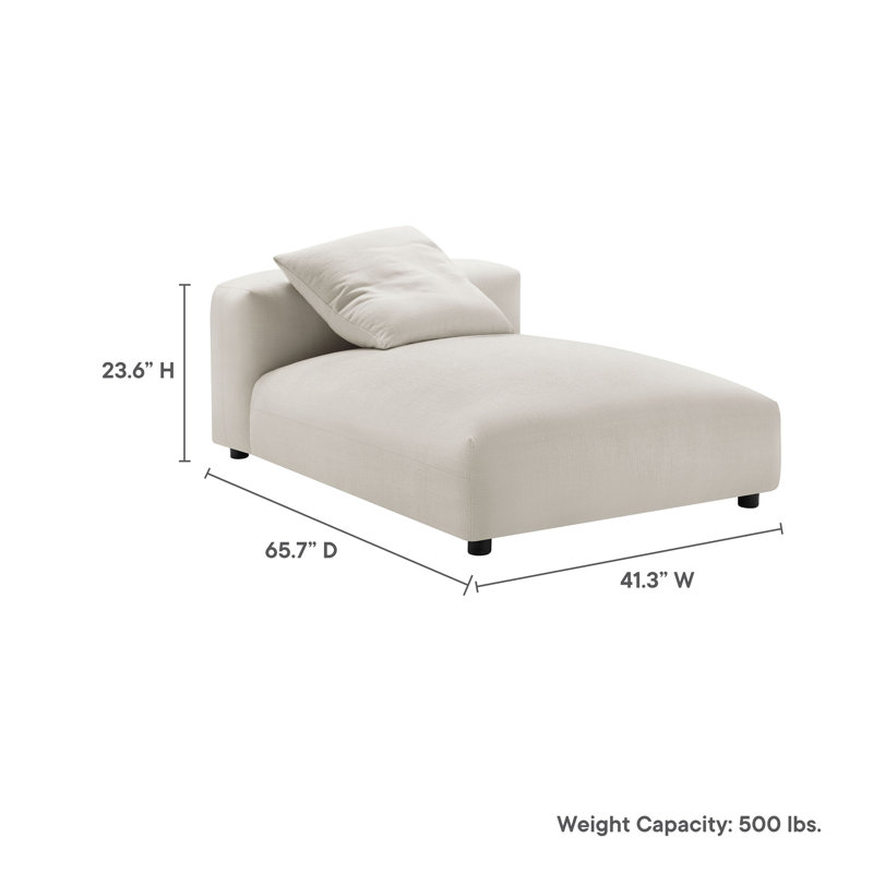 Chaise longue modulaire rembourrée en tissu Solace, Salée