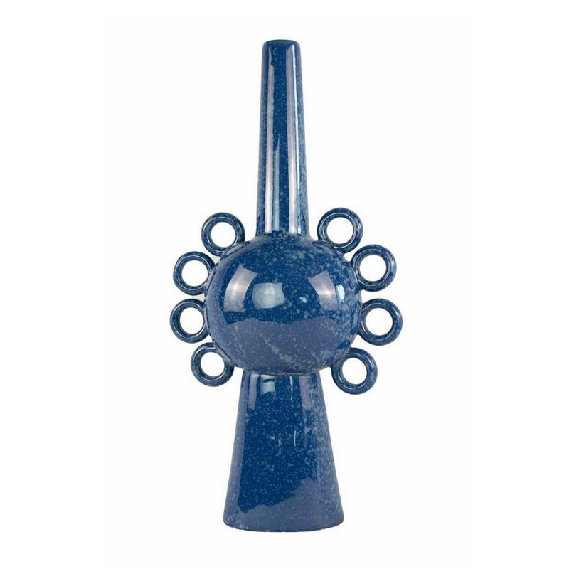 Kary Flower Vase, Unique 3D Look, Narrow 23 Inch Ceramic, Blue