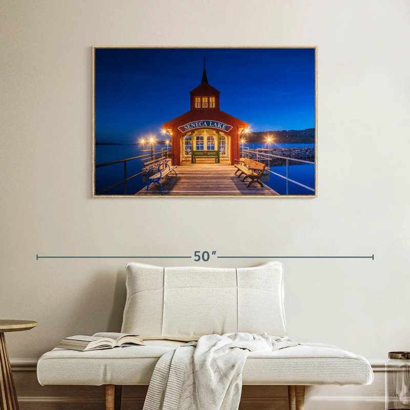 Seneca Lake Pier, Cadre flottant en bois naturel, 40 po x 27 po