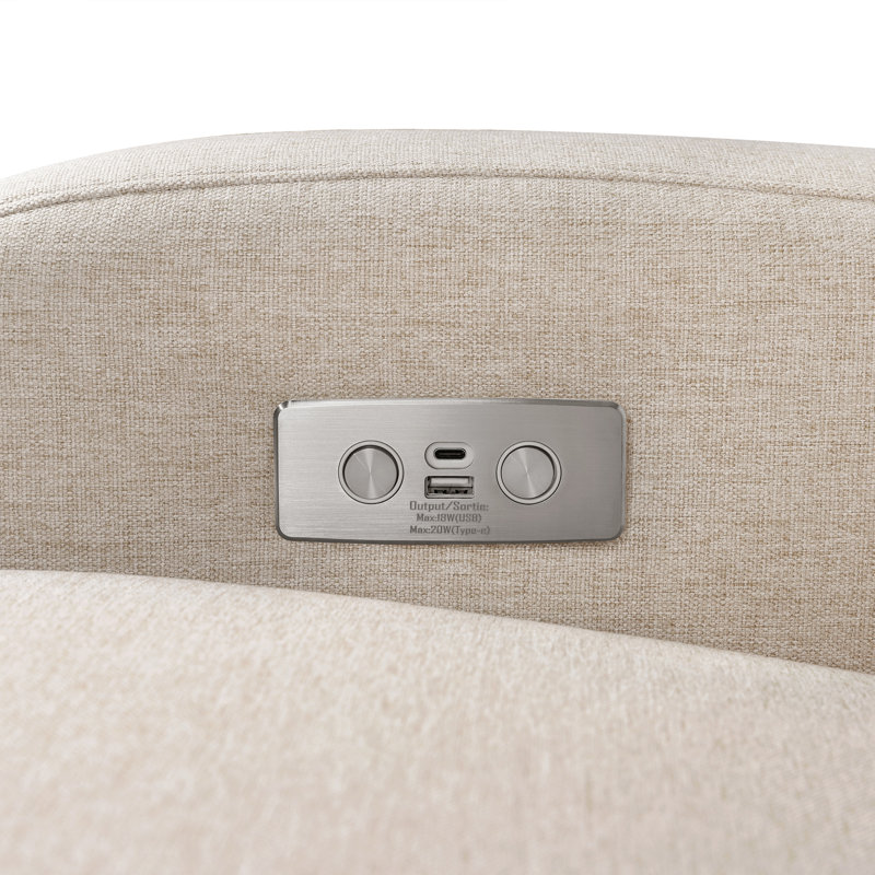 Nami Electronic Recliner and Swivel Glider in Eco-Performance Fabric with USB port, Performance Beach Polyester