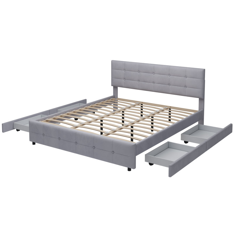 Banty Upholstered Storage Bed, Grey