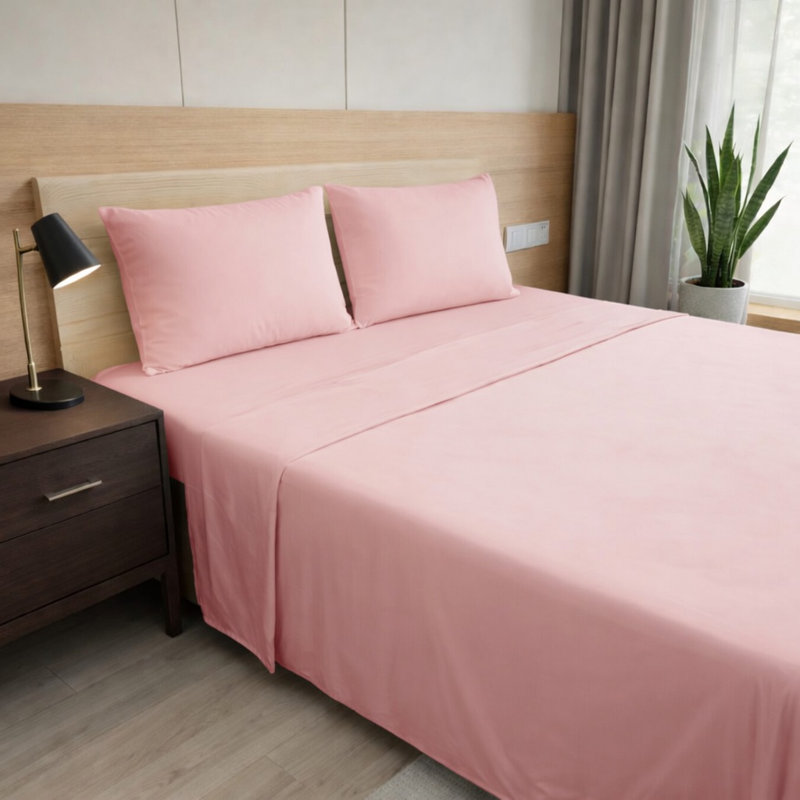 Ultra Soft Bamboo Sheet Set - 4 Pc Set - Wrinkle Resistant - Cooling Sheets with Deep Pockets, Pink
