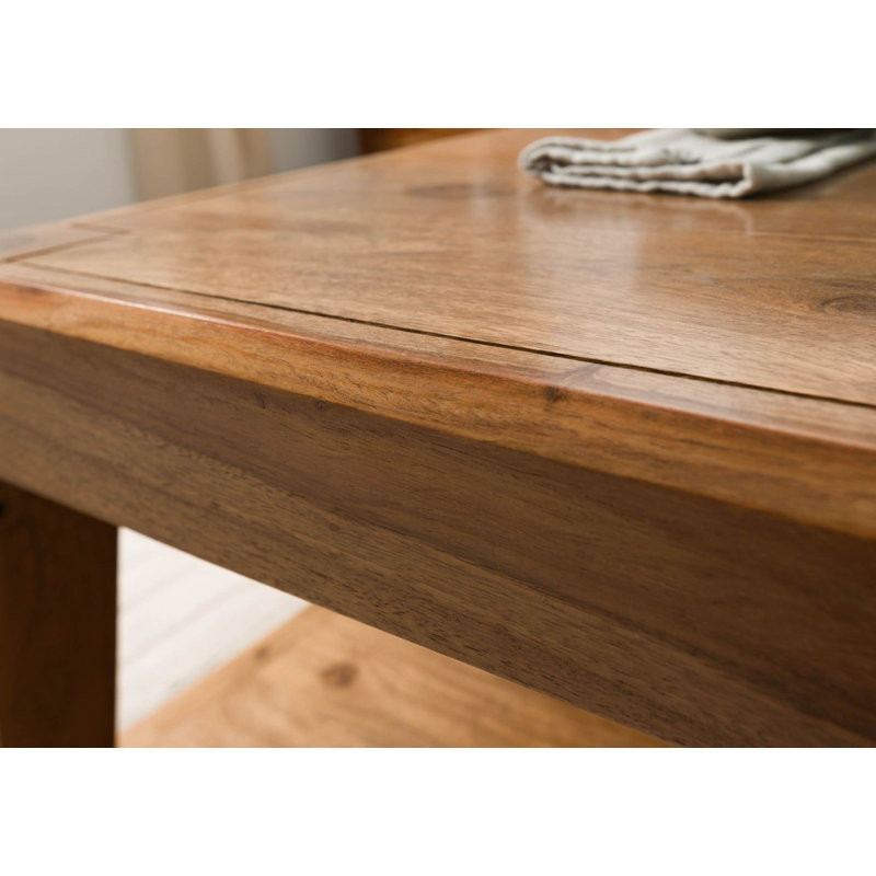 Ancona Solid Wood Four Leg Coffee Table with Storage, Brown Lacquered