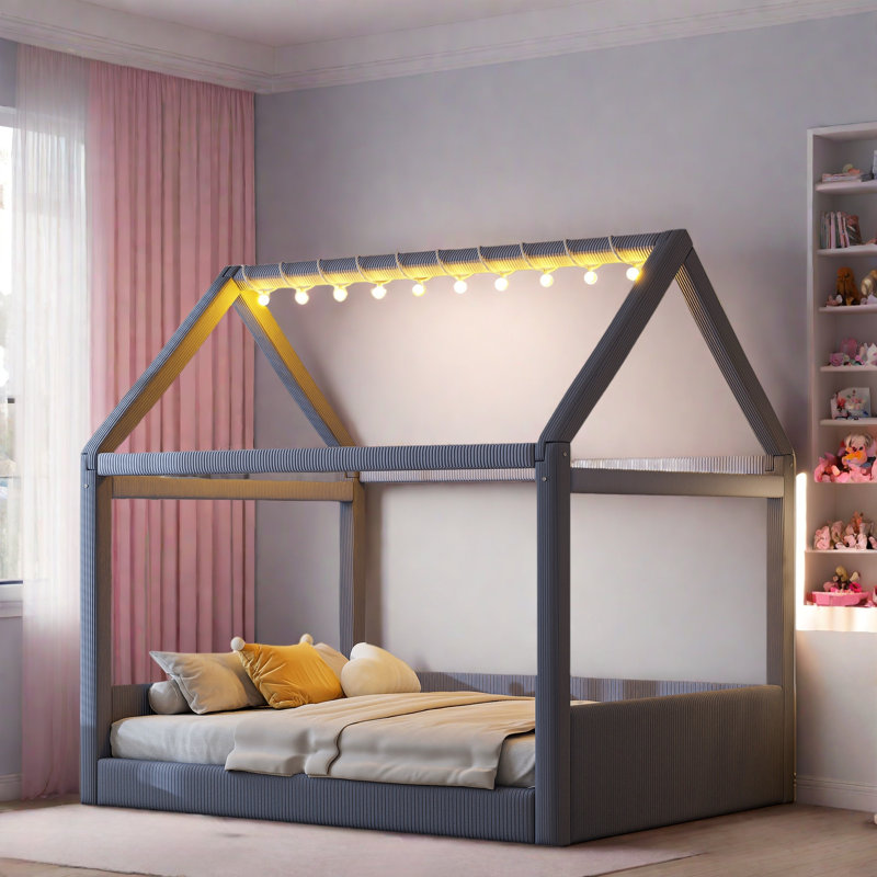 Upholstered Daybed With Led Light Strips, Gray