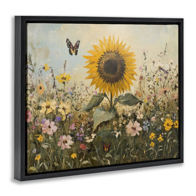 Cadre flottant Sunflower Wonder Summer Meadow, design par Petal Prints Design