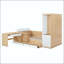 Lit plateforme double en bois avec 6 tiroirs, bureau, tablettes et garde-robe-1908621397