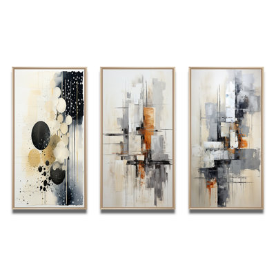 "Fusion monochromatique", 3 pièces sur toile