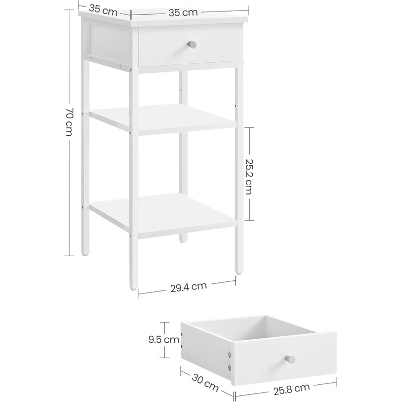 Mae 35cm W Bedside Table, White