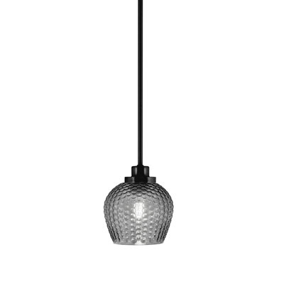 Mini-luminaire suspendu Scituate, en verre fumé noir, 6 po