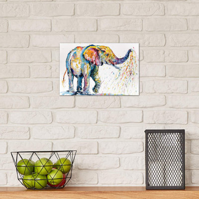 Playing Colourful Elephant 1 Piece Wrapped Canvas Painting