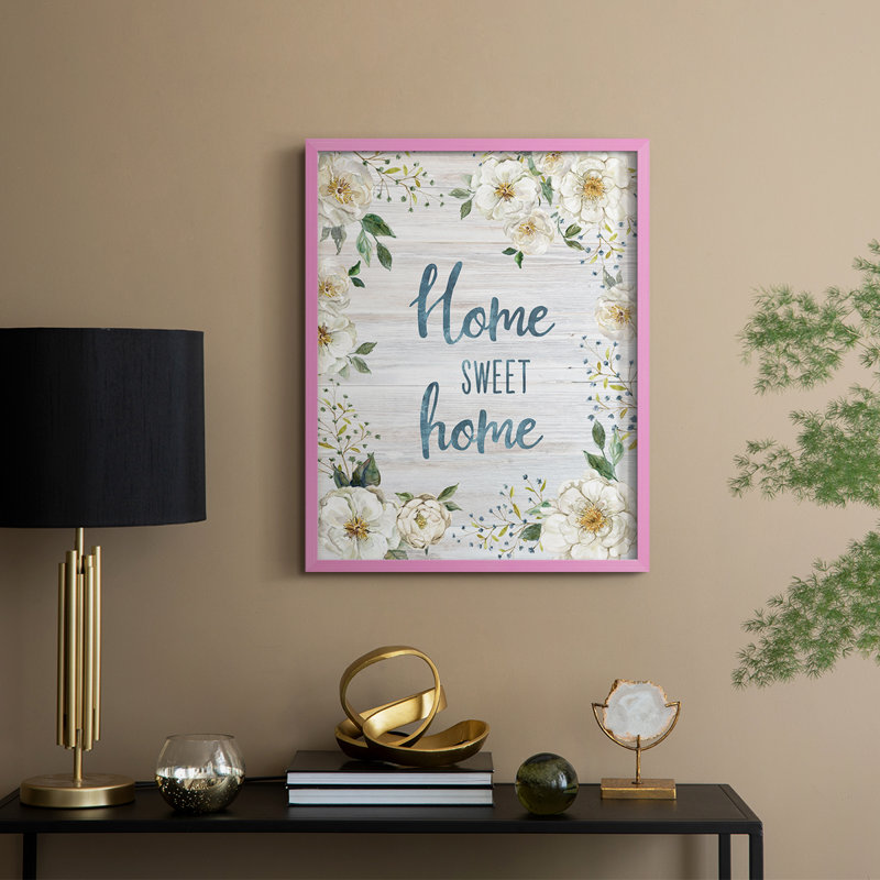 «French Floral I», reproduction encadrée - bois massif, H 21 po x l 17 po, Rose