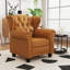 Fauteuil moderne capitonné en cuir avec accoudoirs capitonnés, canapé simple réglable avec pieds en bois robustes pour la chambre à coucher, le salon et les petits espaces-1038646623