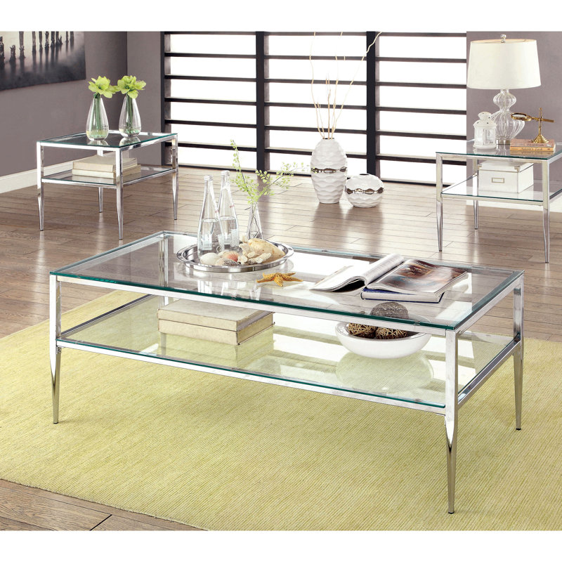 Ensemble de tables basses 2 pièces Rahil, Chrome