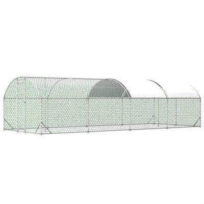 Large Metal Chicken Coop,Walk-In Poultry Cage,Chicken Run With Waterproof Cover