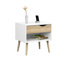 Bedside Table With One Drawer And One Storage Compartment, Black And White, Measurements 50 X 49 X 39 Cm-753427250