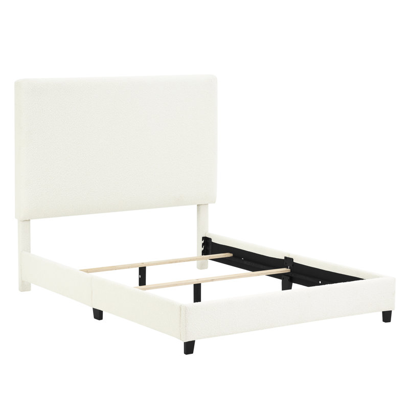 Structure de lit grand blanc tapissier blanc Boucle