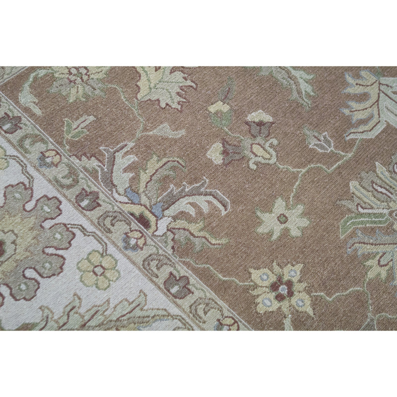 Wool Oriental Area Rug in Rust/Ivory