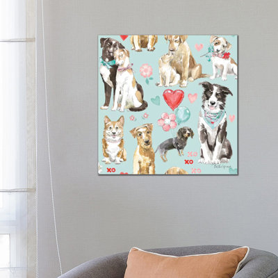 Paws of Love Pattern IC 1 Piece Wrapped Canvas Wall Art