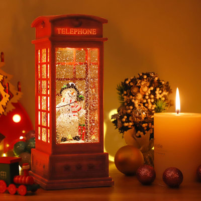 Lanterne de Noël en forme de boule à neige avec 8 chansons et minuterie de 6 heures - Cadeau de décoration de Noël alimenté par piles / USB