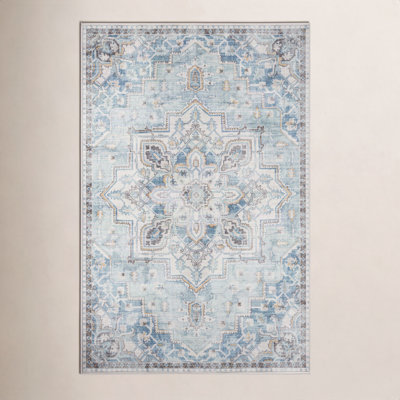 Maz Light Blue Oriental Rug
