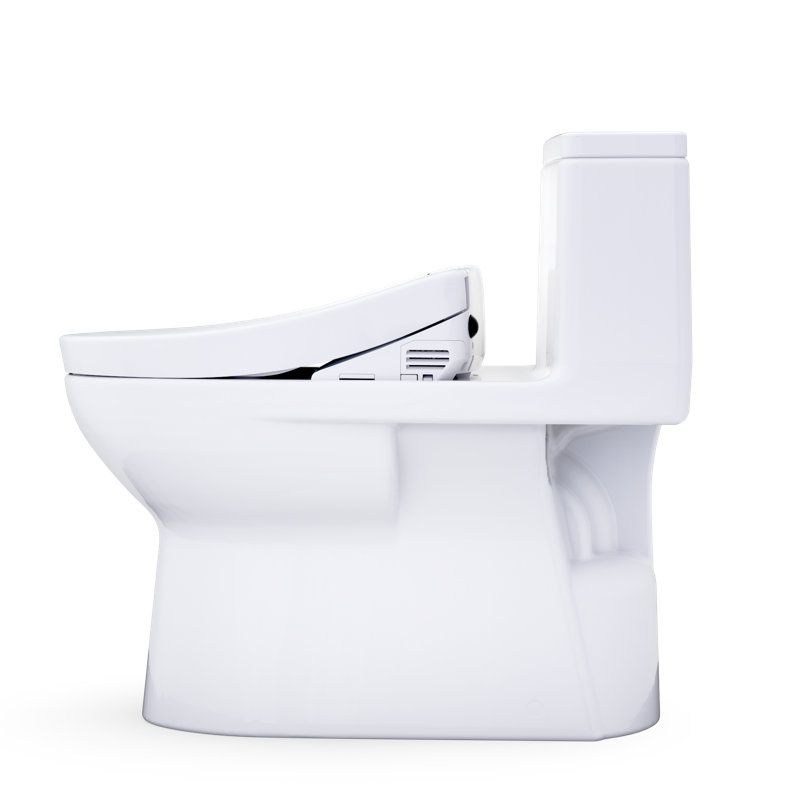 TOTO Redington WASHLET+ S5 One-Piece Elongated 1.28 GPF Universal Height Toilet with CEFIONTECT, Cotton White - MW6723446CEFG#01